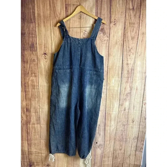 Blue Velvet Boutique Patchwork Oversized Overalls Women's Size S READ - Picture 10 of 11